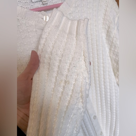 VTG Charming Soft White Cream Cable Knit Cardigan Sweater szP/L Baxter and Wells - Picture 7 of 7